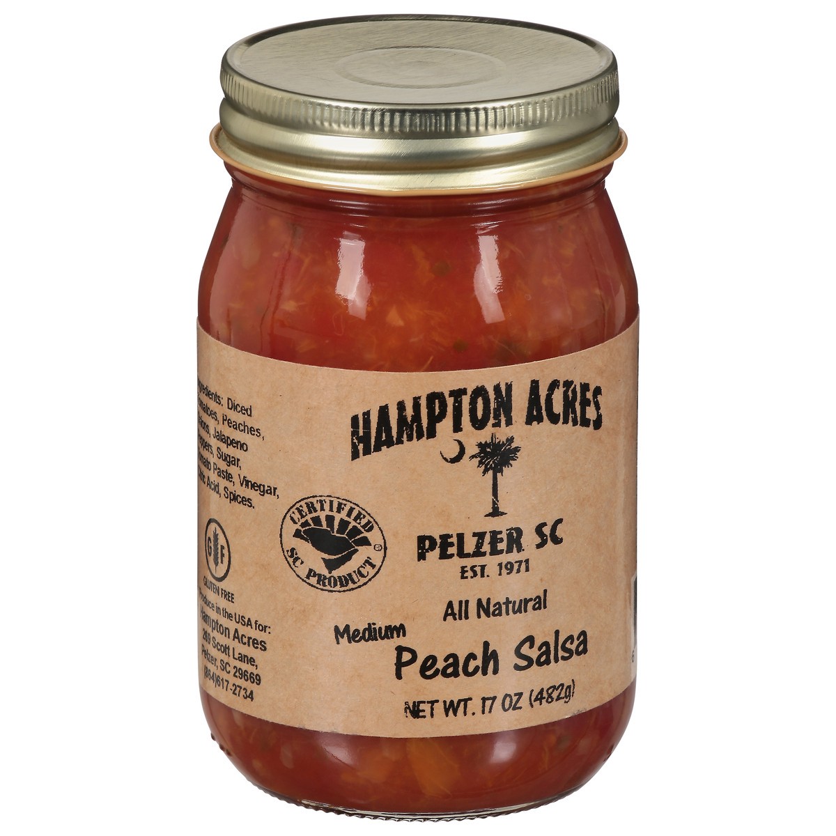 slide 2 of 9, Hampton Acres Medium All Natural Peach Salsa 17 oz, 17 oz