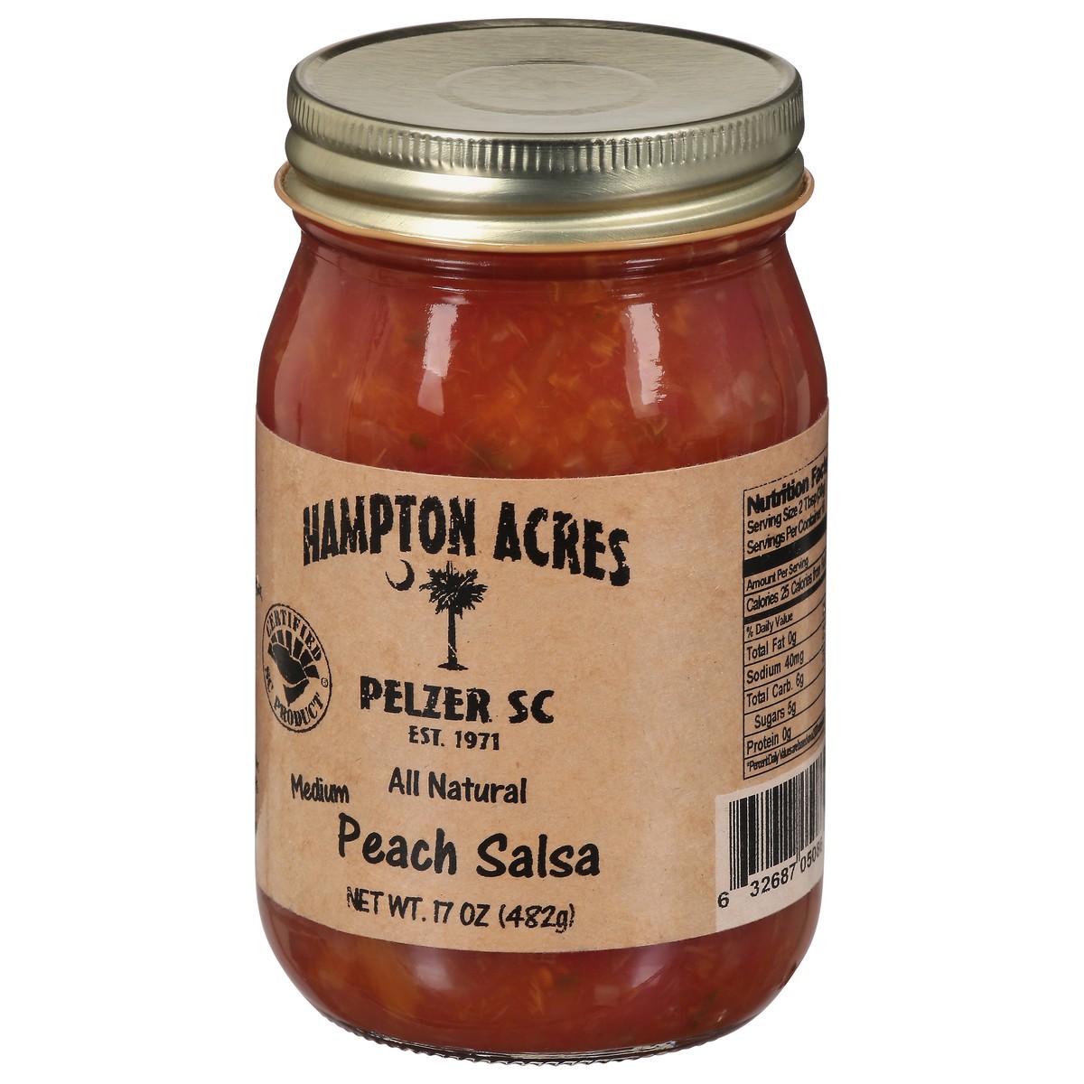 slide 3 of 9, Hampton Acres Medium All Natural Peach Salsa 17 oz, 17 oz