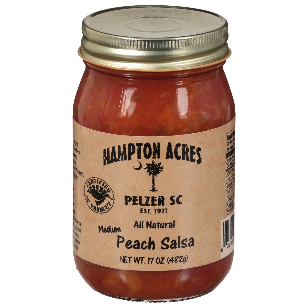 slide 1 of 9, Hampton Acres Medium All Natural Peach Salsa 17 oz, 17 oz