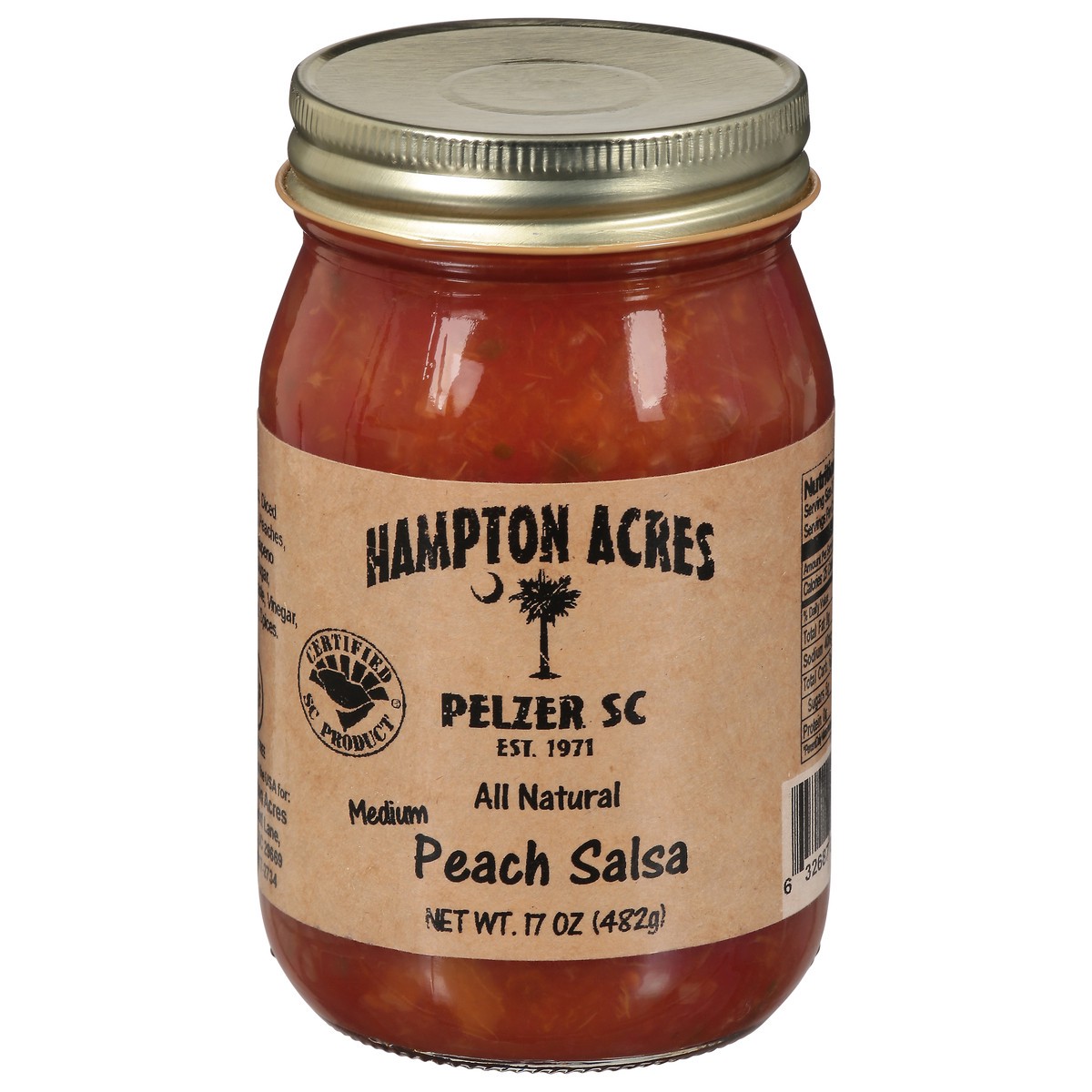 slide 1 of 9, Hampton Acres Medium All Natural Peach Salsa 17 oz, 17 oz