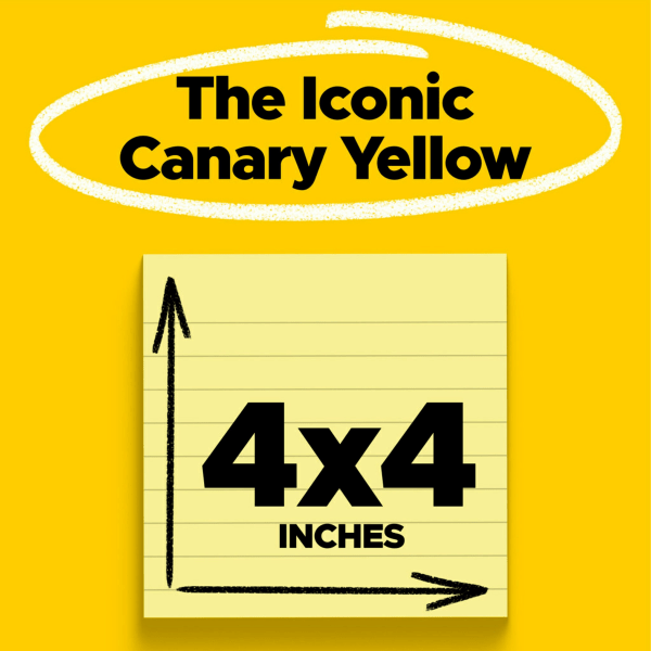 slide 3 of 10, Post-it Super Sticky Notes, 4'' X 4'', Canary Yellow, Lined, Pack Of 6 Pads, 6 ct