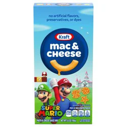 Kraft Mac and Cheese with Super Mario Power-Up Pasta Shapes, 1 Box, for Easy Dinner or Dinner Sides, Original Flavor, No Artificial Flavors, Preservatives or Dyes, 5.5 oz