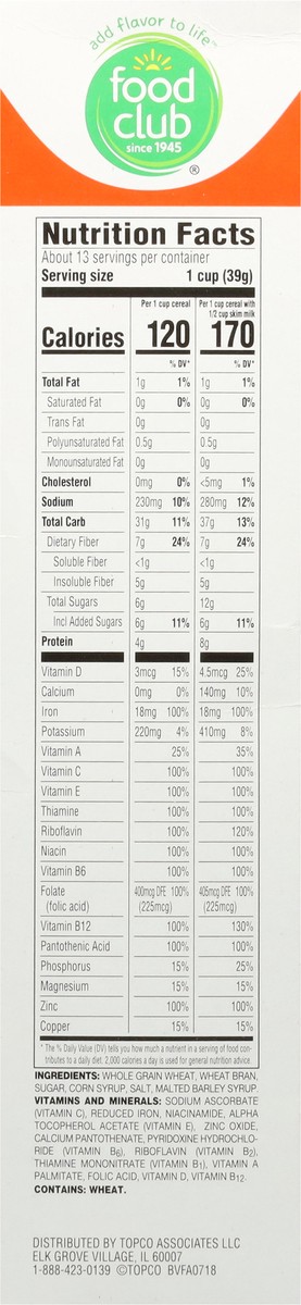 slide 13 of 13, Food Club Bran Flakes Cereal 17.3 oz, 17.3 oz