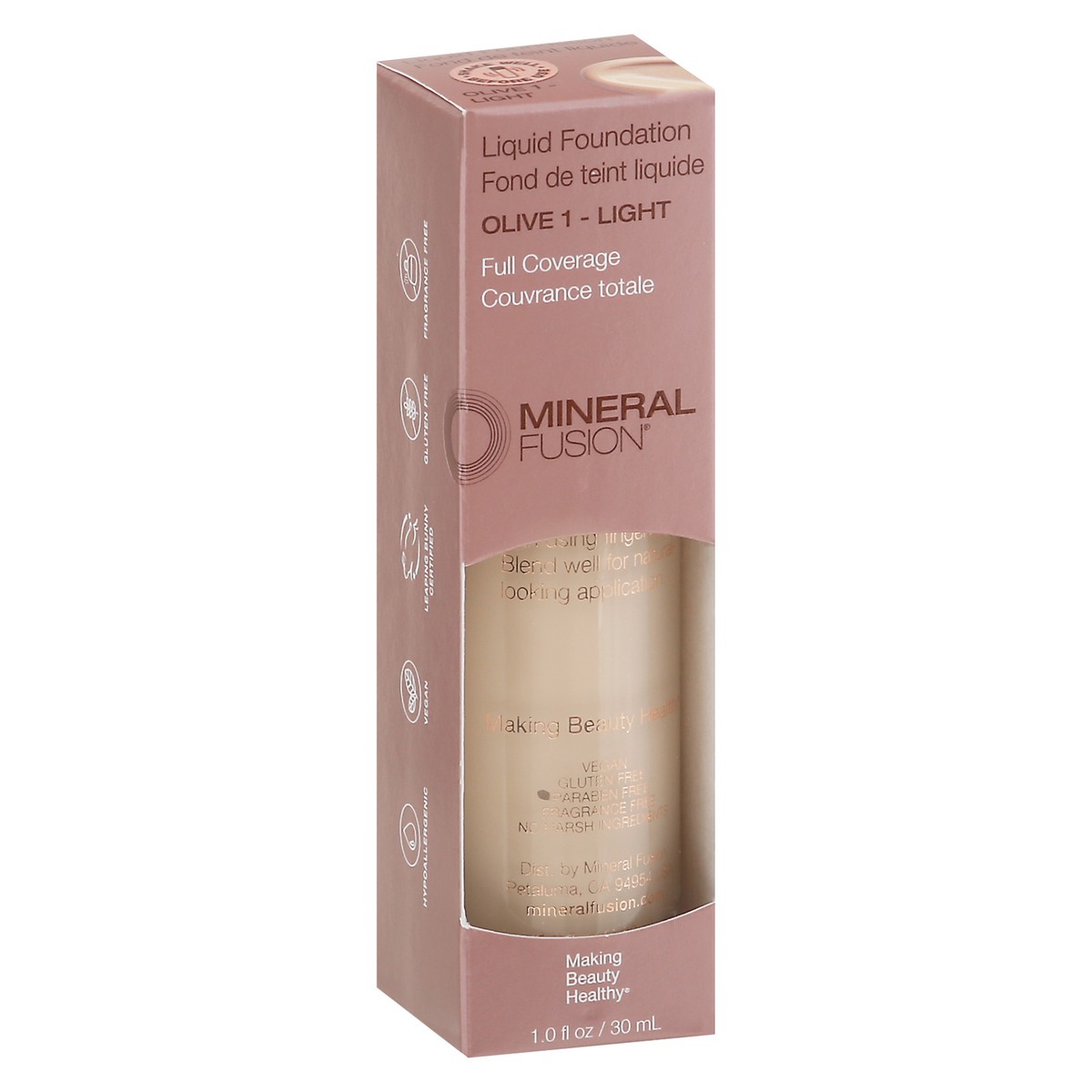 slide 8 of 9, Mineral Fusion Olive 1 - Light Full Coverage Liquid Foundation 1.0 fl oz, 1 ct