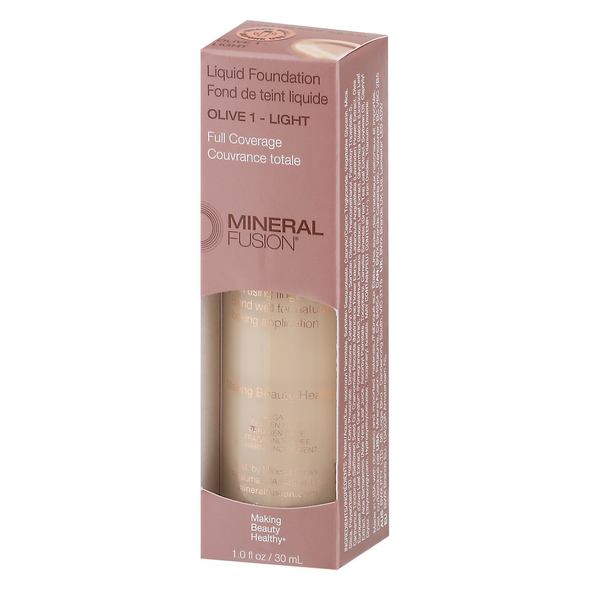 slide 5 of 9, Mineral Fusion Olive 1 - Light Full Coverage Liquid Foundation 1.0 fl oz, 1 ct