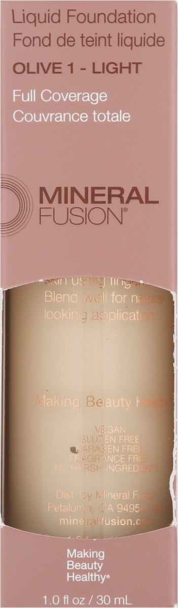 slide 3 of 9, Mineral Fusion Olive 1 - Light Full Coverage Liquid Foundation 1.0 fl oz, 1 ct