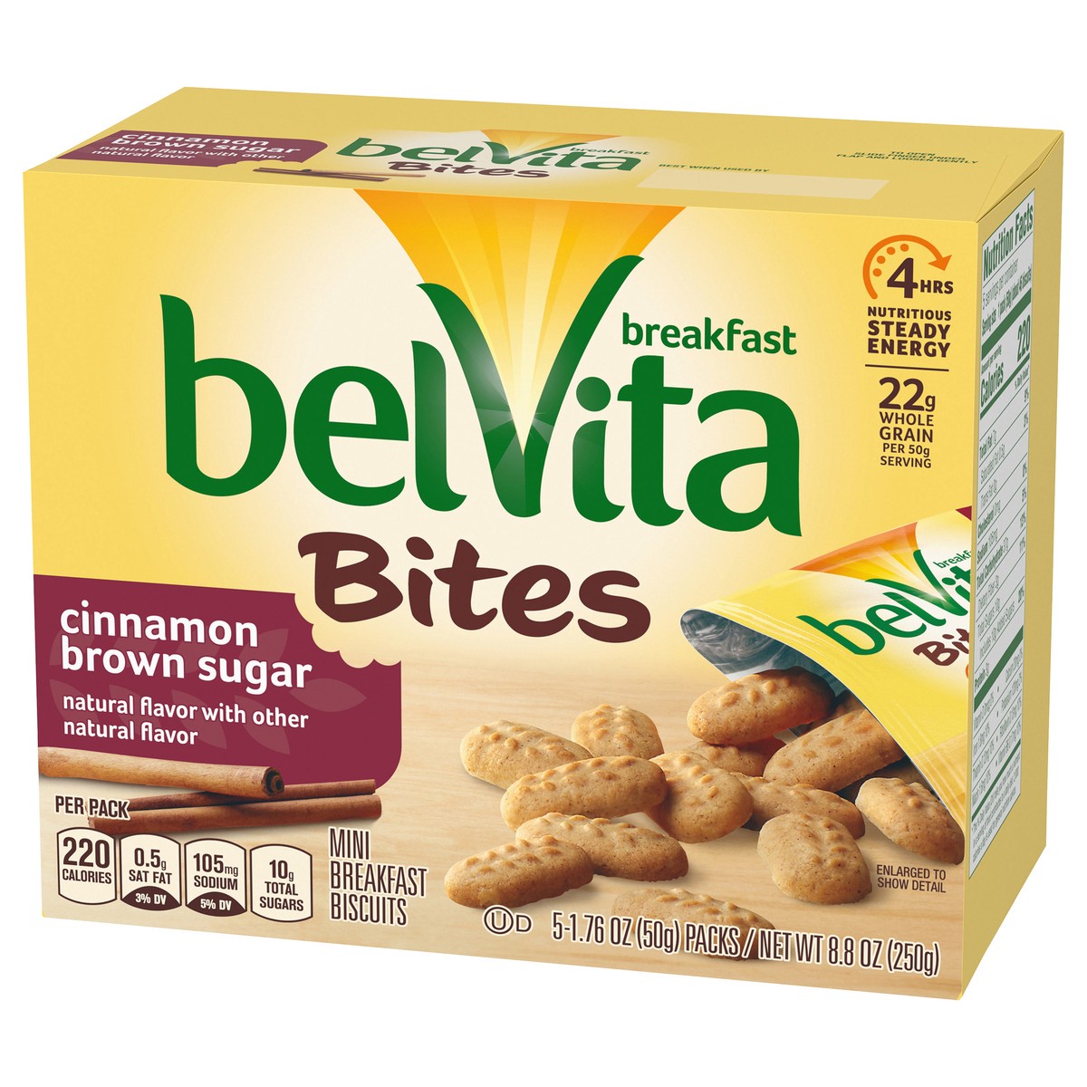 slide 6 of 9, belVita Cinnamon Brown Sugar Mini Breakfast Biscuit Bites, 5 Packs - INNER PACK, 0.55 lb