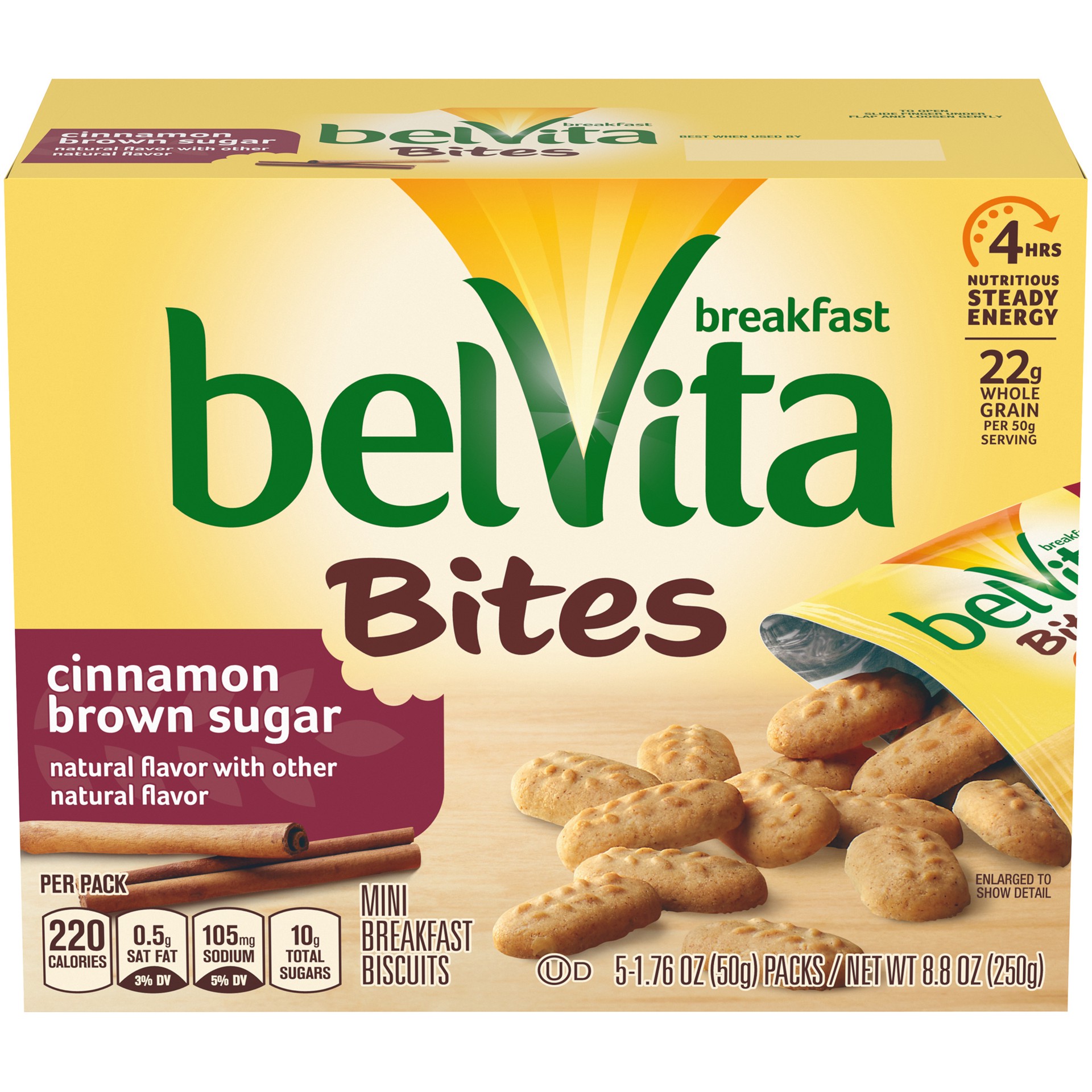 slide 1 of 9, belVita Cinnamon Brown Sugar Mini Breakfast Biscuit Bites, 5 Packs - INNER PACK, 0.55 lb