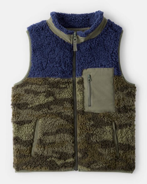 slide 1 of 2, Carter's Boys Camo Sherpa Sleeveless Vest Green/Blue 6, 1 ct