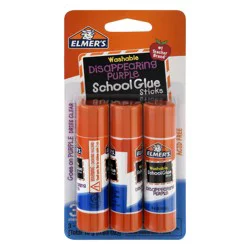 Elmer's Washable Disappearing Purple School Glue Sticks 3 ea