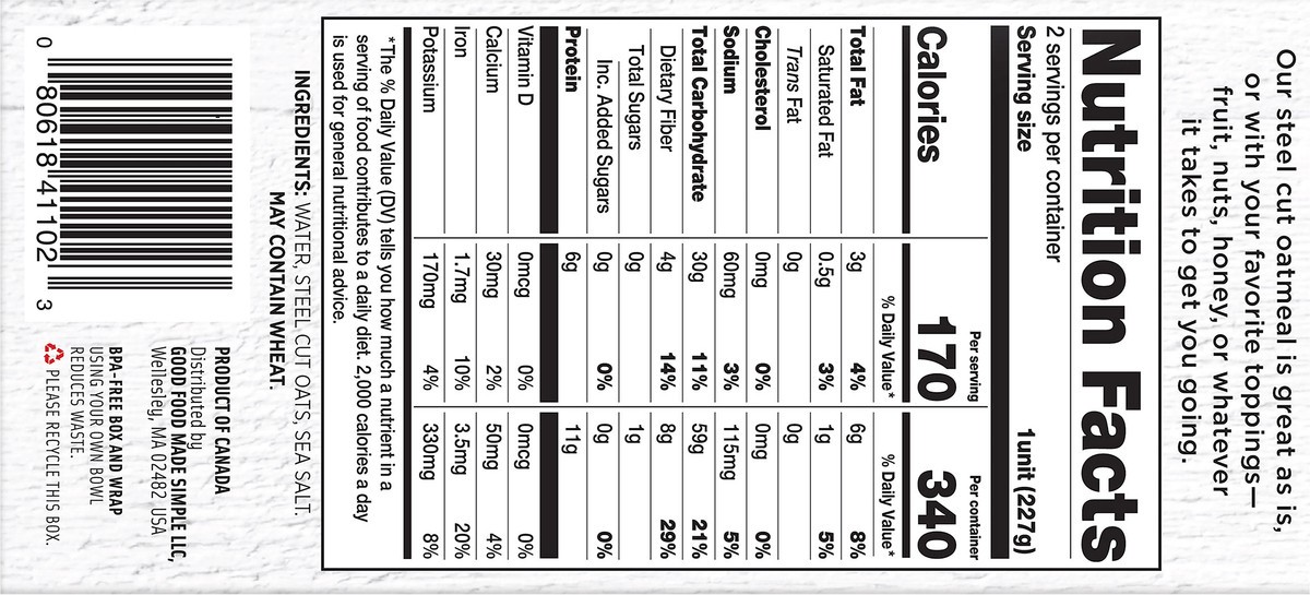 slide 4 of 5, Good Food Made Simple Original Oatmeal, 16 oz
