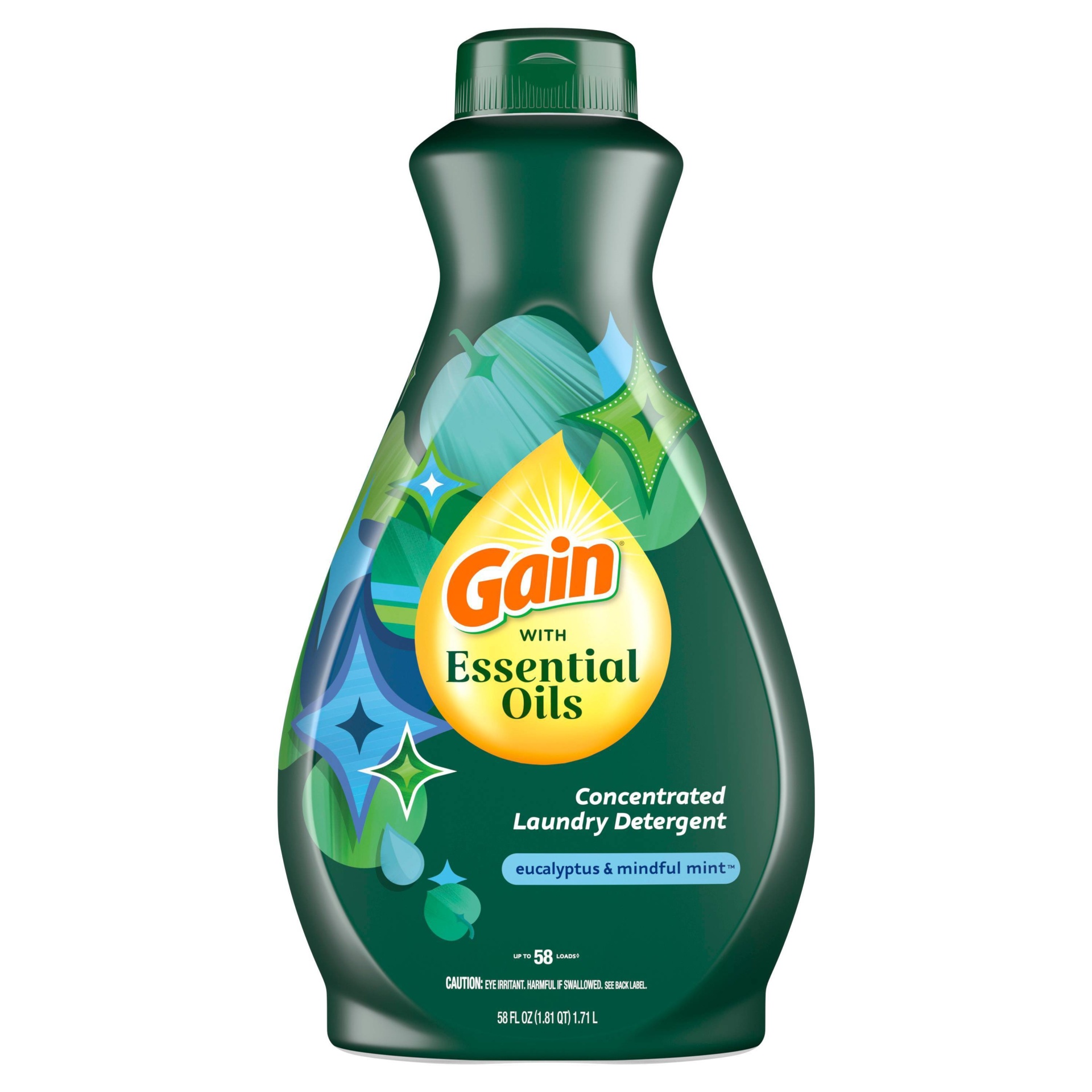 Gain with Essential Oils Eucalyptus & Mindful Mint Liquid Laundry Detergent The Zen Scent 58