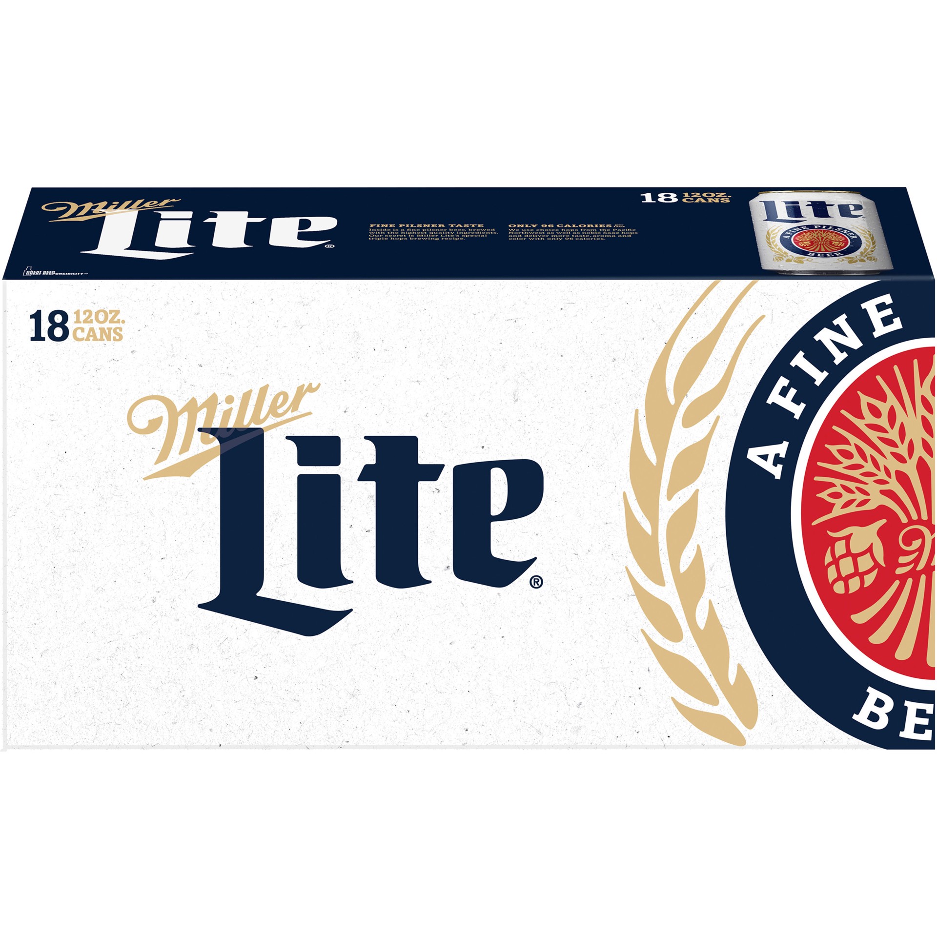 slide 4 of 5, Miller Lite Lager Beer, 4.2% ABV, 18-pack, 12-oz. beer cans, 18 ct; 12 oz