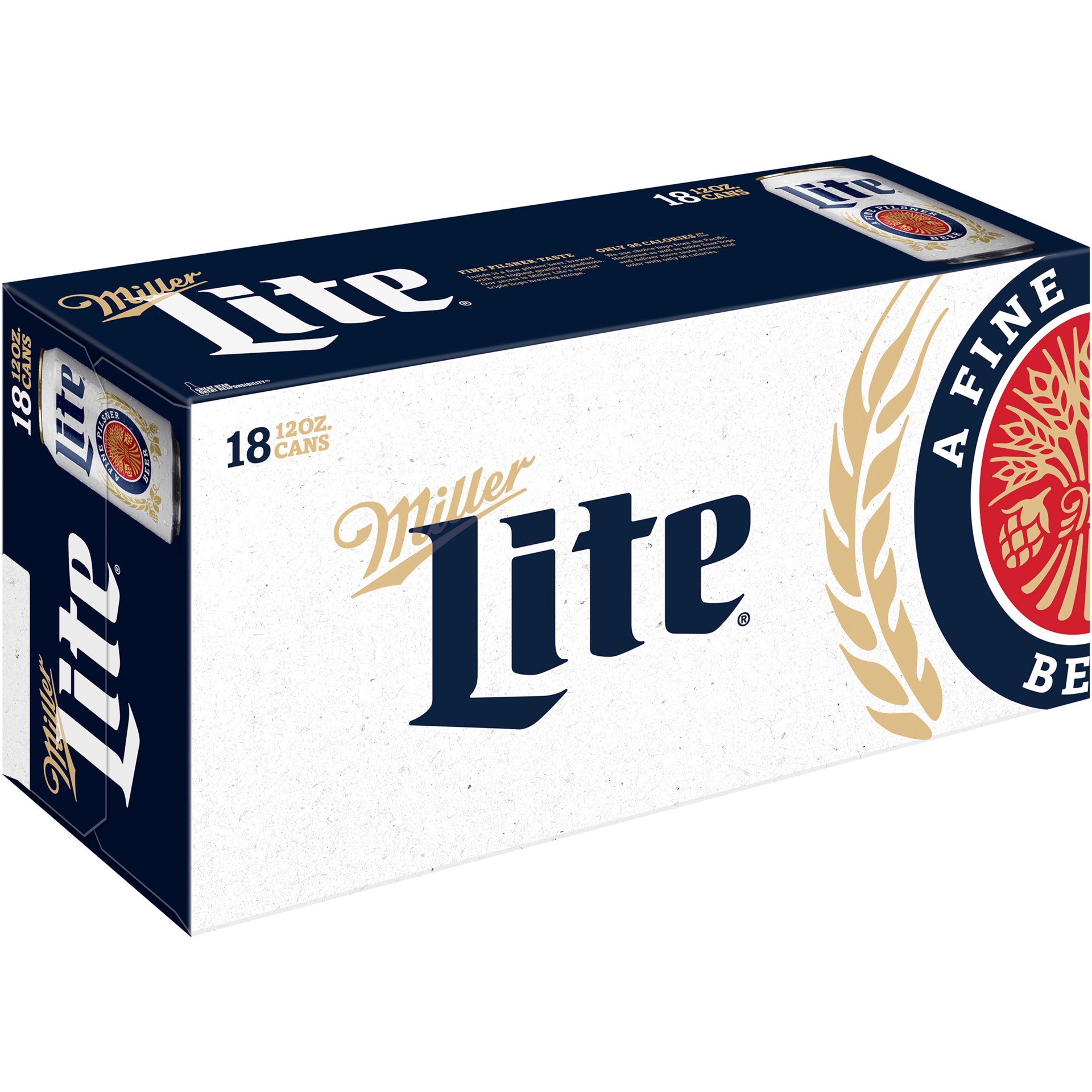 slide 2 of 5, Miller Lite Lager Beer, 4.2% ABV, 18-pack, 12-oz. beer cans, 18 ct; 12 oz