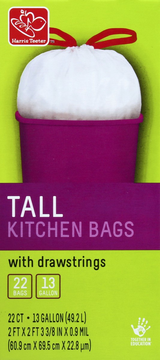 slide 1 of 5, Harris Teeter Drawstring Tall Kitchn Bag, 22 ct