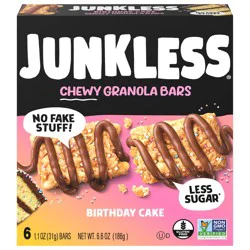 Junkless Drizzled Chewy Birthday Cake Granola Bars 6 - 1.1 oz Bars