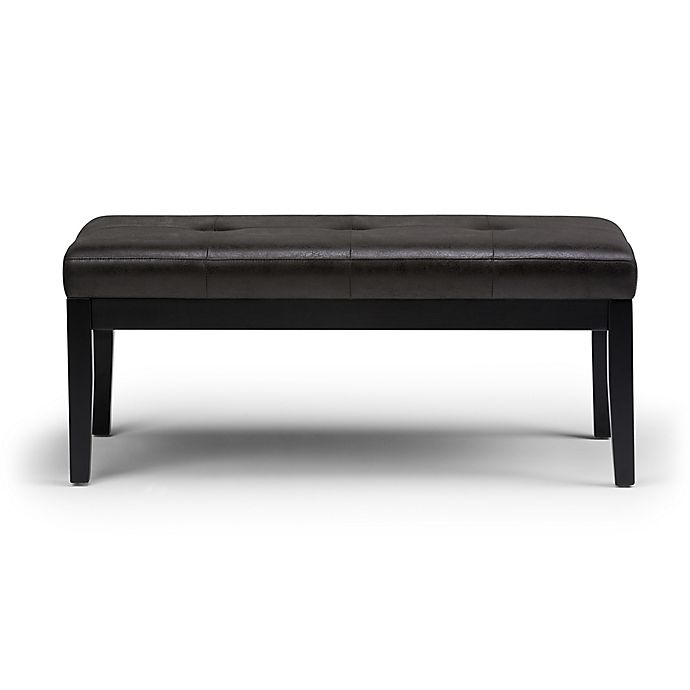 slide 2 of 6, Simpli Home Faux Leather Upholstered Bench - Black, 1 ct