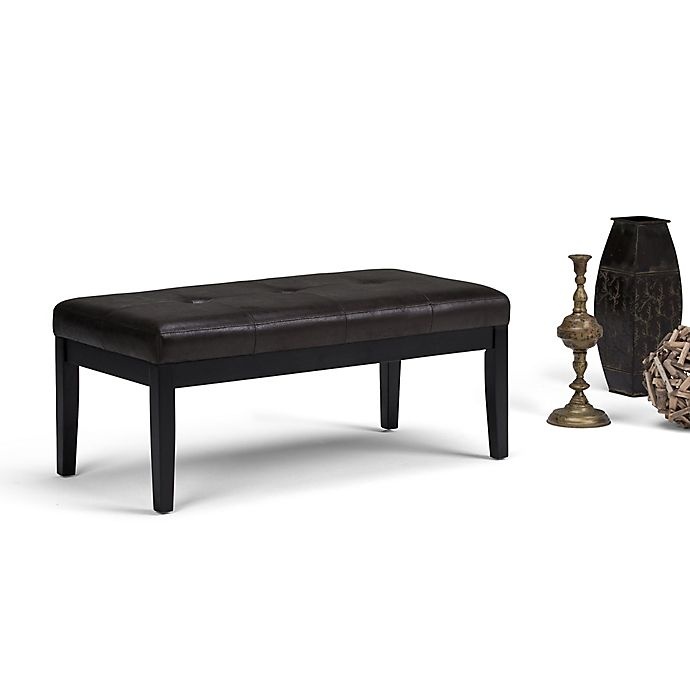 slide 5 of 6, Simpli Home Faux Leather Upholstered Bench - Black, 1 ct