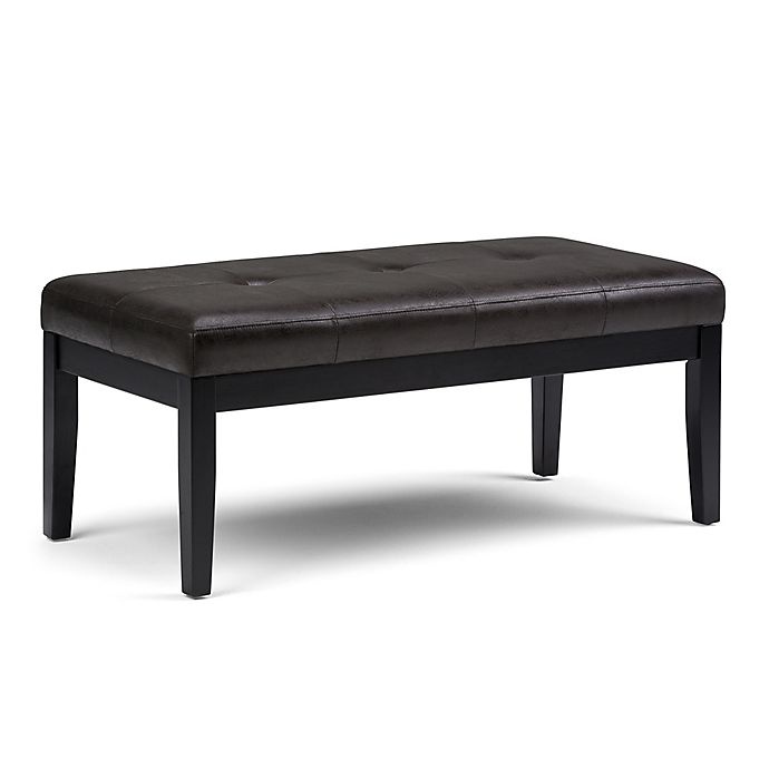 slide 1 of 6, Simpli Home Faux Leather Upholstered Bench - Black, 1 ct