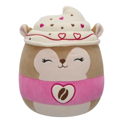 Squishmallows Latte Squirrel with Pink Sleeve and Heart Logo Plush