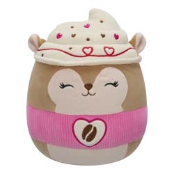 Squishmallows Latte Squirrel with Pink Sleeve and Heart Logo Plush