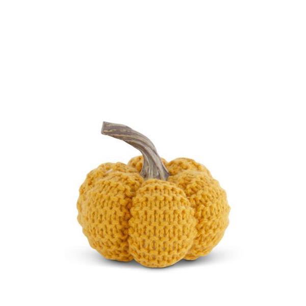 slide 1 of 1, 4.5 Golden Yellow Knit Stuffed Pumpkin, 1 ct
