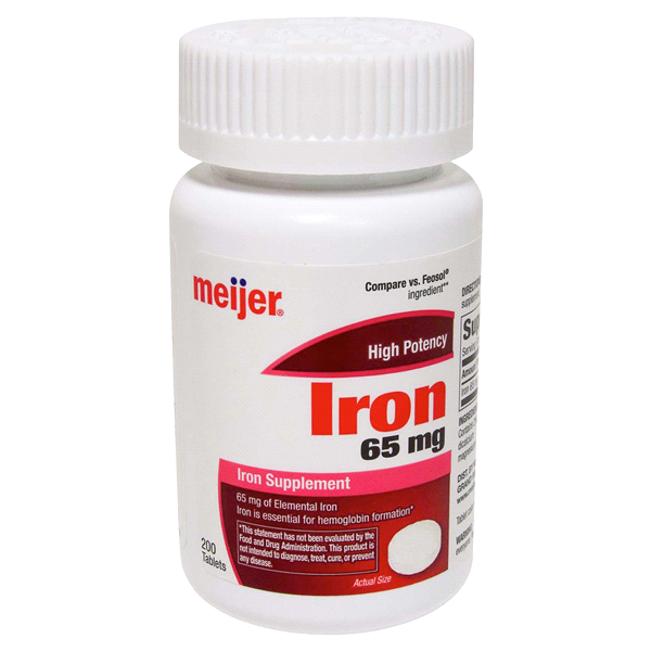 slide 1 of 4, Meijer High Potency Iron Tablets, 200 ct; 65 mg