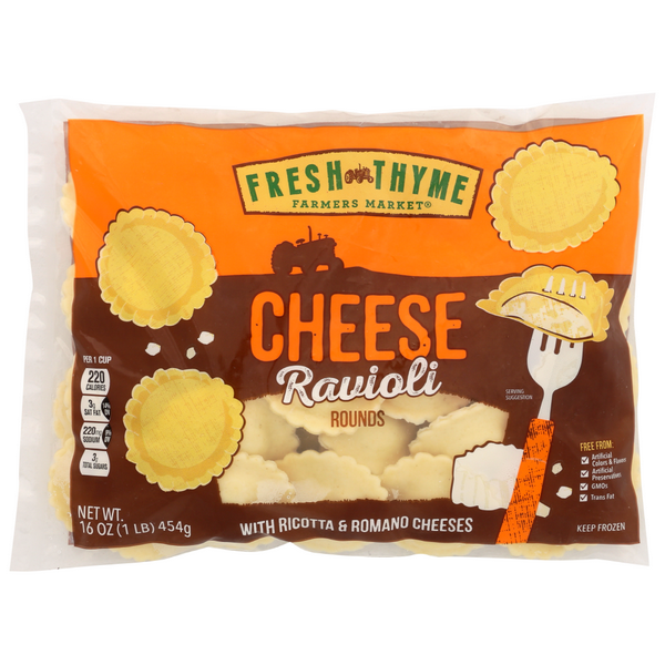 slide 1 of 1, Fresh Thyme Farmers Market Cheese Ravioli Rounds, 16 oz