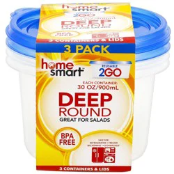 Home Start Snack Deep Round Bowls with Lids