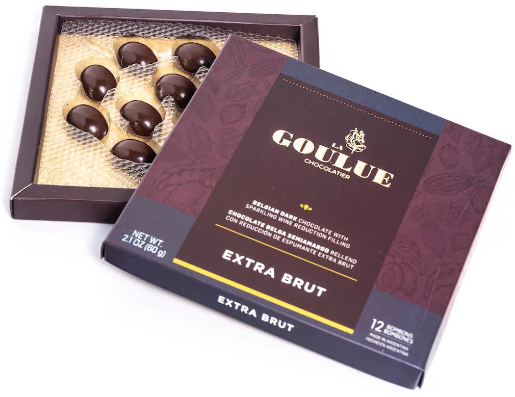slide 1 of 1, La Goulue Extra Brut Wine Filled Dark Chocolate Bonbons, 12 ct