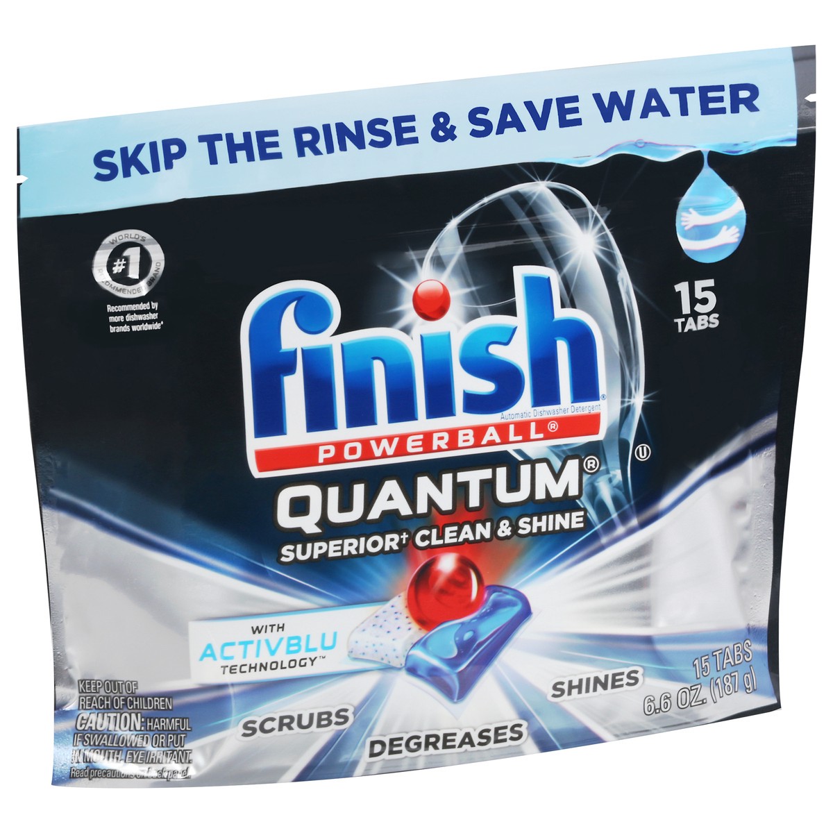 slide 2 of 9, Finish Powerball Tabs Activblu Technology Quantum Automatic Dishwasher Detergent 15 ea, 15 ct