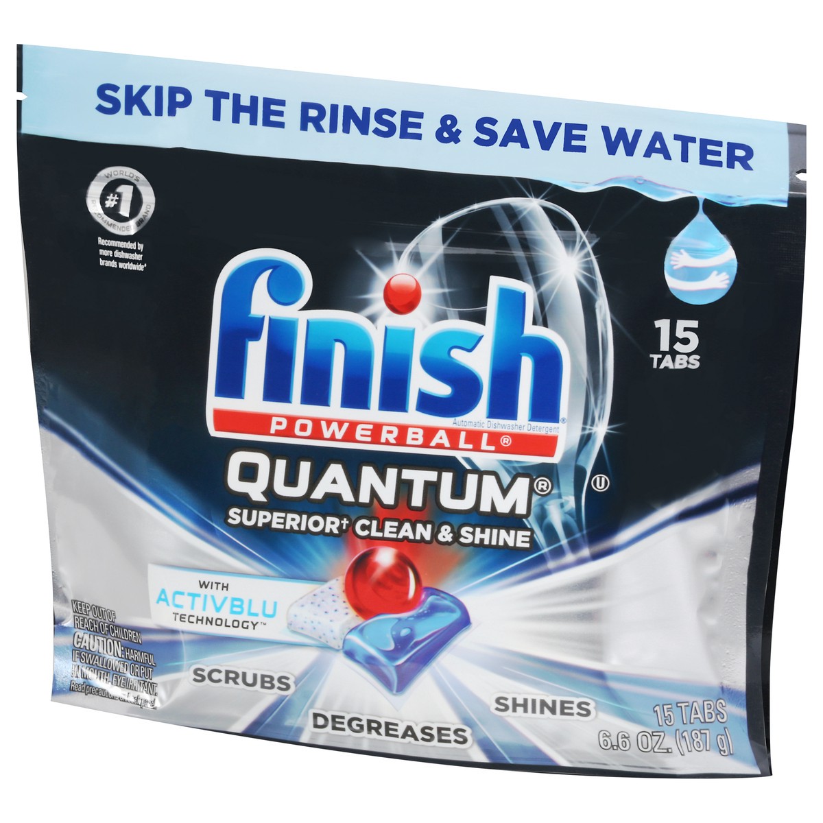 slide 3 of 9, Finish Powerball Tabs Activblu Technology Quantum Automatic Dishwasher Detergent 15 ea, 15 ct