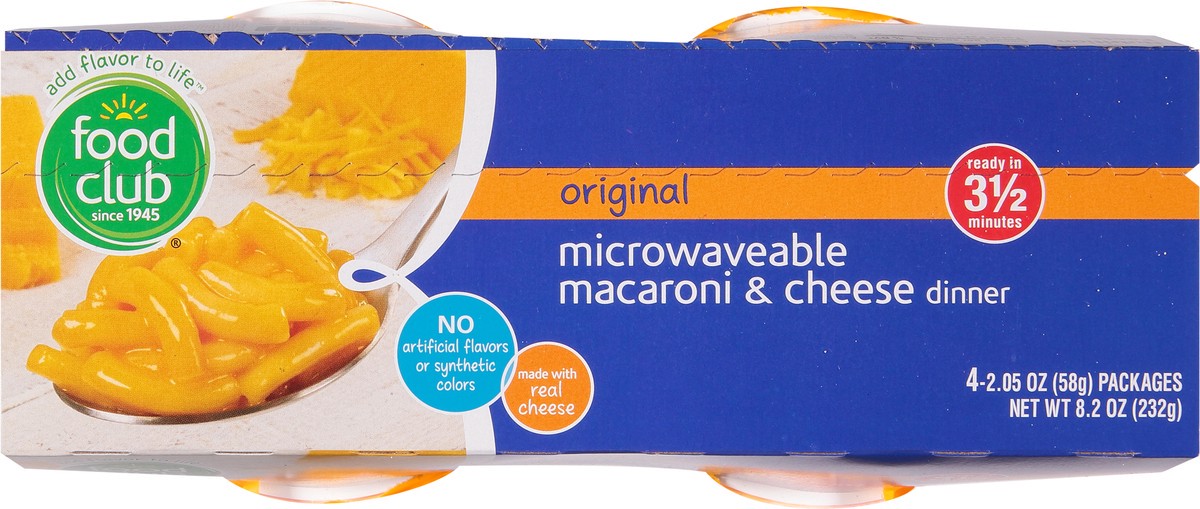 slide 12 of 14, Food Club Microwaveable Original Macaroni & Cheese Dinner 4 ea, 4 ct