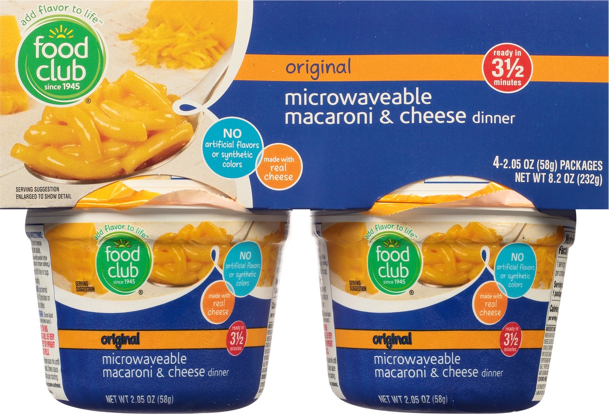 slide 4 of 14, Food Club Microwaveable Original Macaroni & Cheese Dinner 4 ea, 4 ct