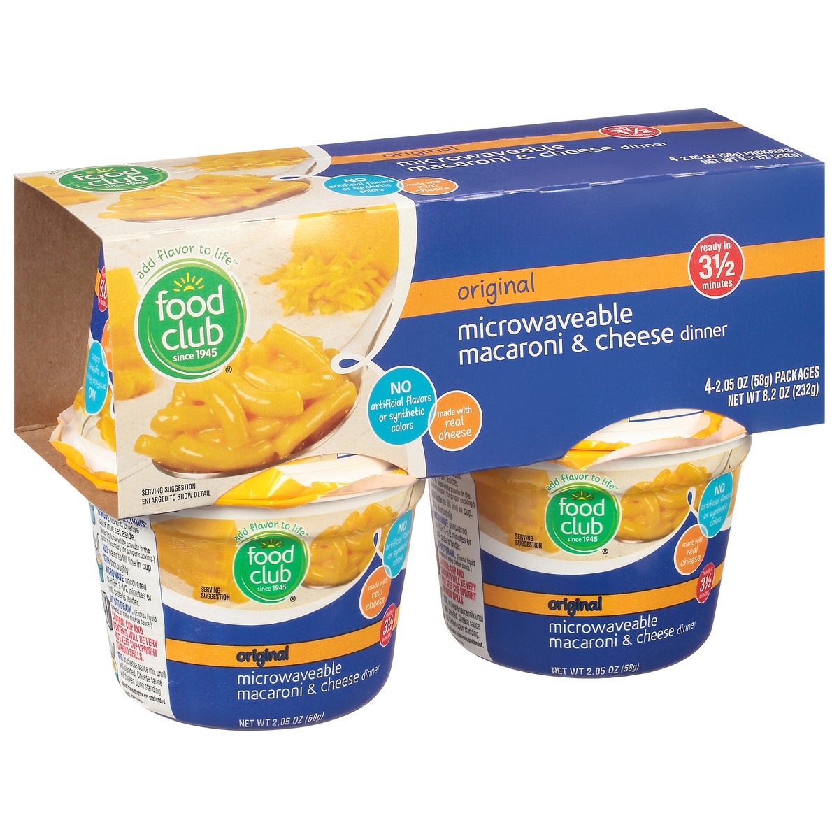 slide 5 of 14, Food Club Microwaveable Original Macaroni & Cheese Dinner 4 ea, 4 ct