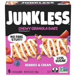 JUNKLESS Berries & Cream Chewy Drizzled Granola Bars