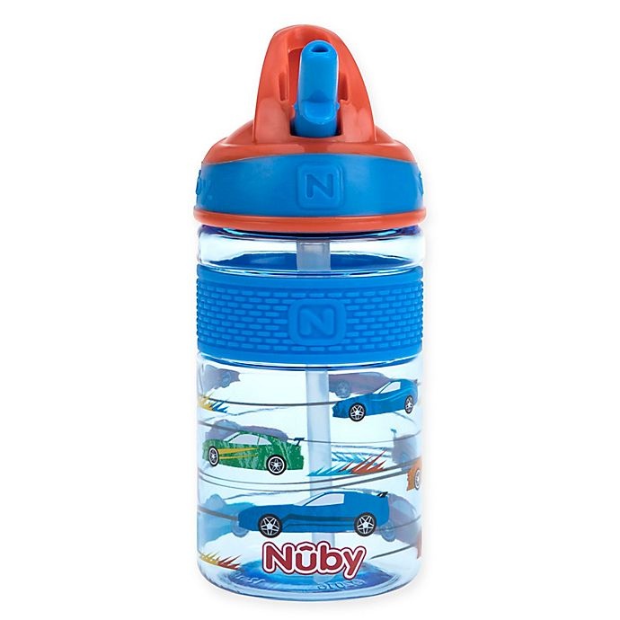 slide 1 of 1, Nuby Flip-it Freestyle Hard Straw Sippy Cup - Blue, 12 fl oz