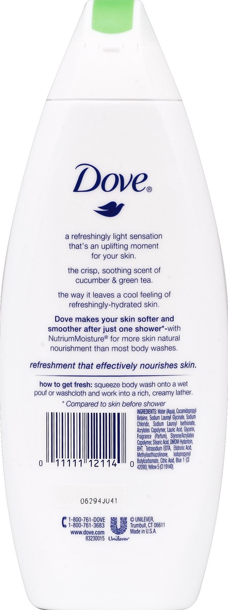 slide 3 of 6, Dove Body Wash Refreshing Cucumber and Green Tea, 11 oz, 11 oz