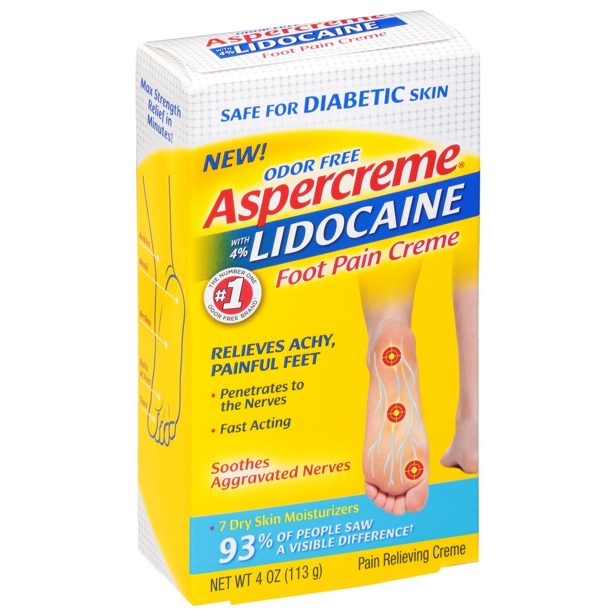 slide 2 of 9, Aspercreme Lidocaine Foot Pain Crme Diabetic Skin, 4 oz