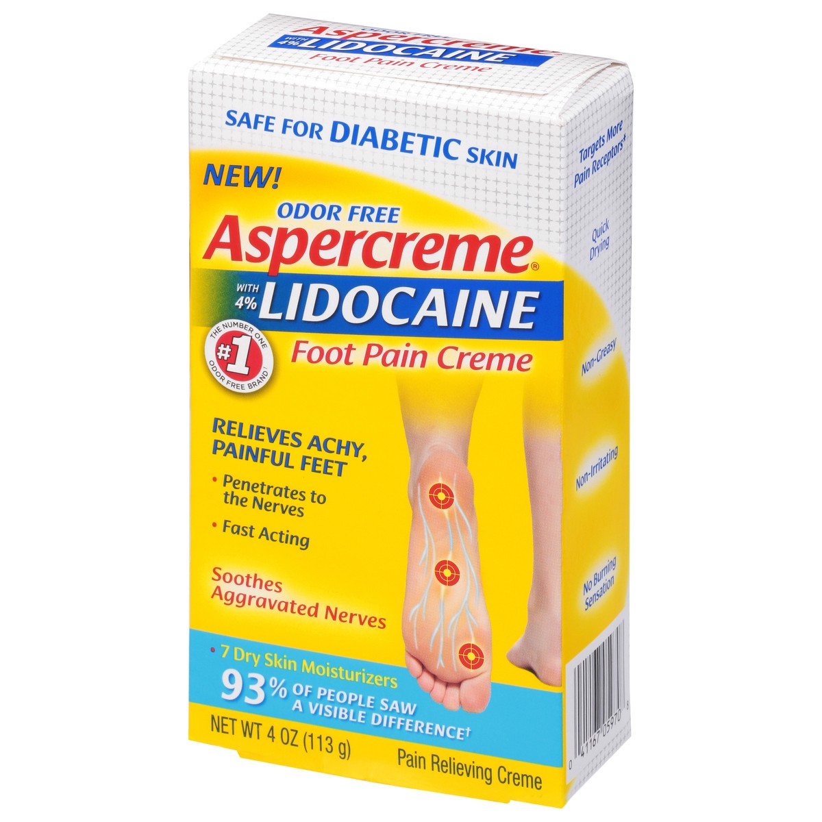 slide 3 of 9, Aspercreme Lidocaine Foot Pain Crme Diabetic Skin, 4 oz