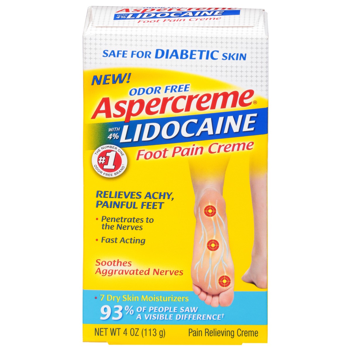 slide 1 of 9, Aspercreme Lidocaine Foot Pain Crme Diabetic Skin, 4 oz