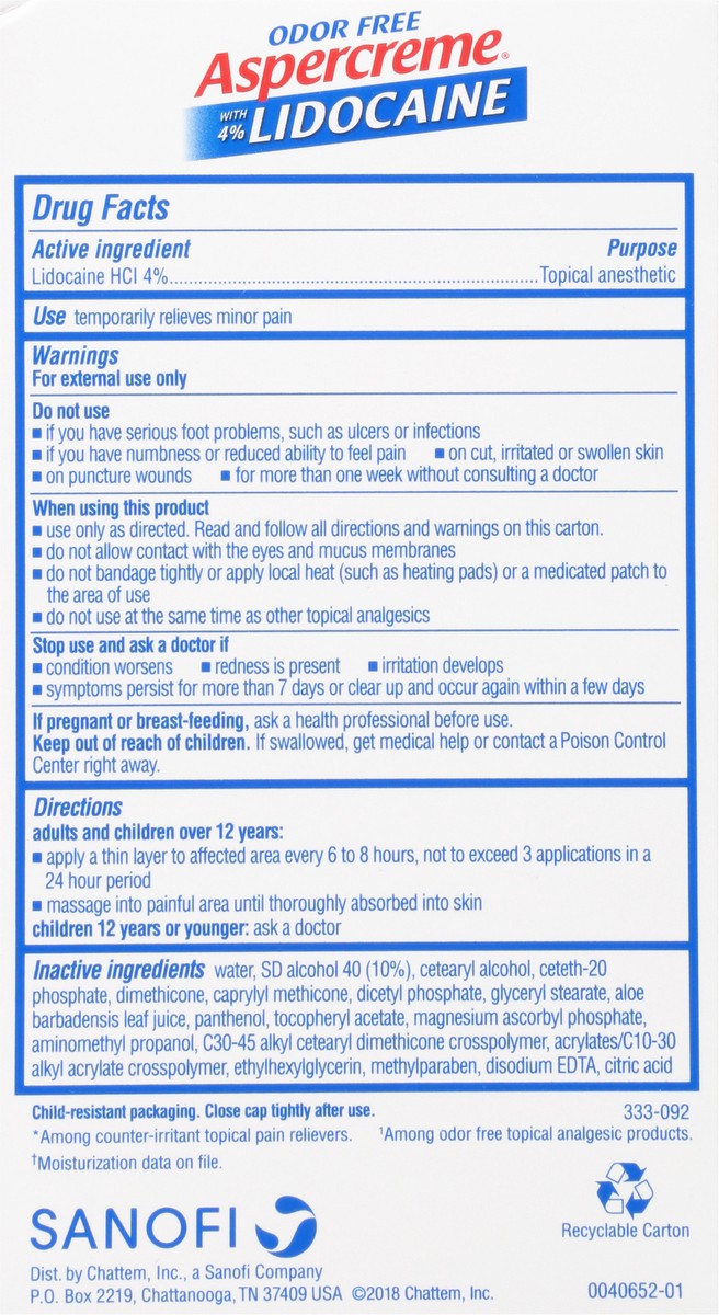 slide 5 of 9, Aspercreme Lidocaine Foot Pain Crme Diabetic Skin, 4 oz