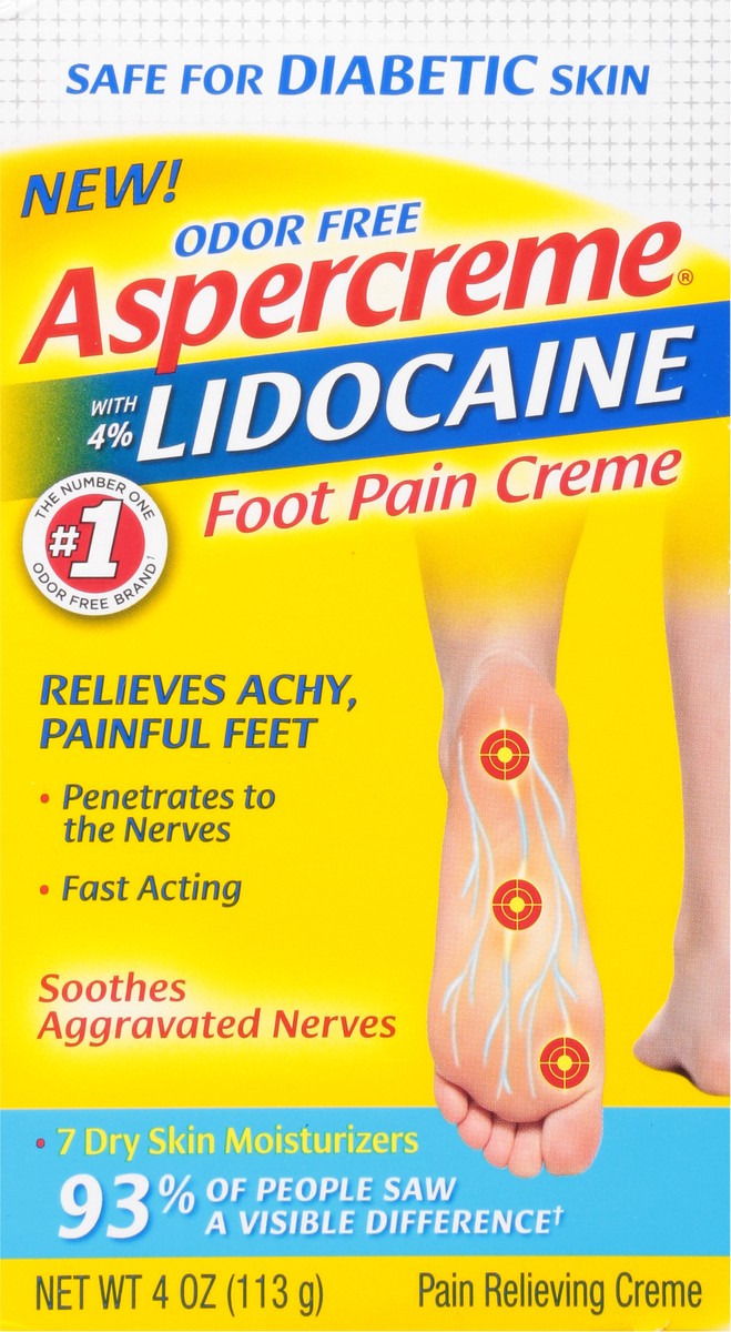 slide 6 of 9, Aspercreme Lidocaine Foot Pain Crme Diabetic Skin, 4 oz