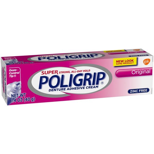 slide 1 of 1, Poligrip Original Denture Adhesive Cream, 1.4 oz