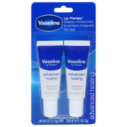 Vaseline Lip Therapy Advanced Healing White Petrolatum Lip Protectant 2 - 0.35 oz Tubes