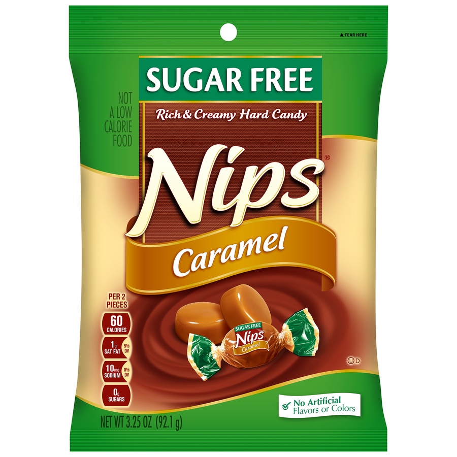 slide 1 of 1, Nips Hard Candy, Rich & Creamy, Caramel, 3.25 oz