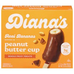 Diana's Real Bananas Peanut Butter Cup Whole Fruit Treats 4 - 3.1 oz Pieces