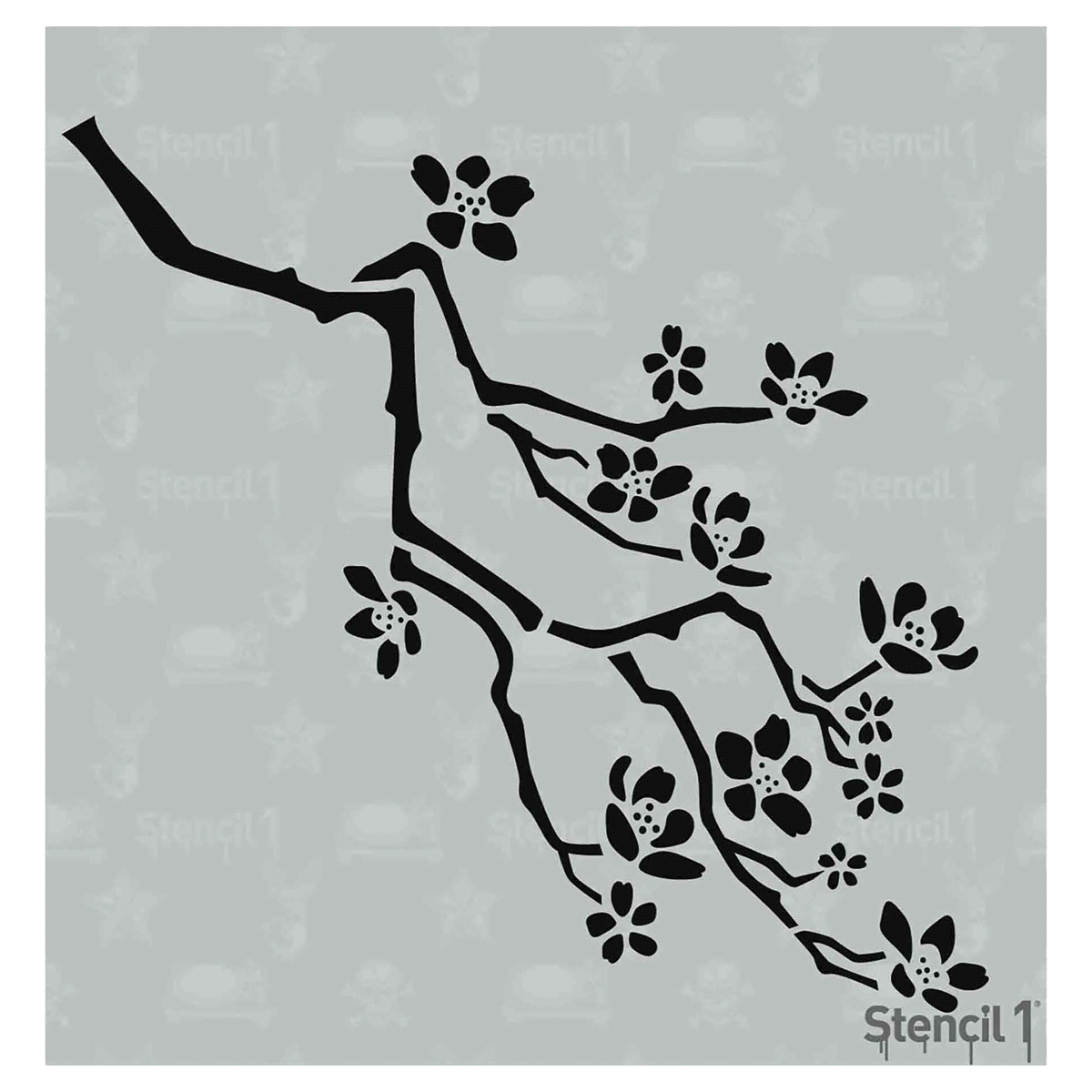 slide 1 of 9, Stencil1 Cherry Blossom Branch - Small Stencil, 5.75" x 6", 1 ct