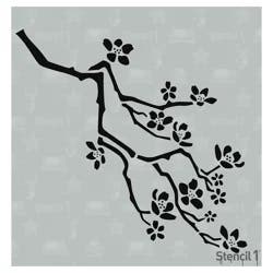 Stencil1 Cherry Blossom Branch - Small Stencil, 5.75" x 6"