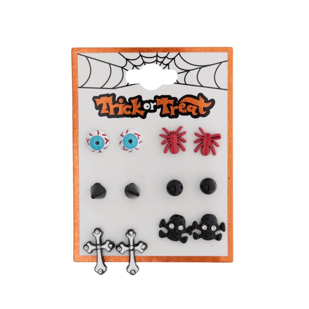 slide 1 of 1, Halloween Motif Earrings - 6 Pack, 6 ct